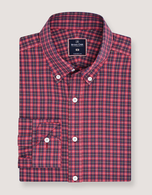 Easy Care Casual Red Check Shirt