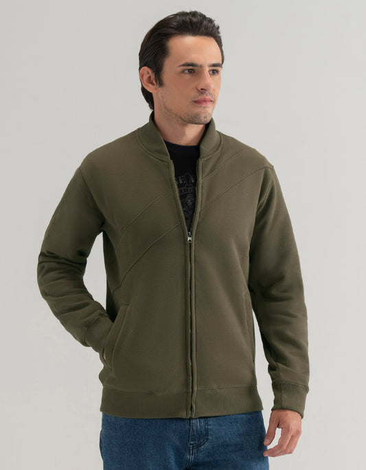 سحاب رقبة وهمية منقوش باللون الزيتوني