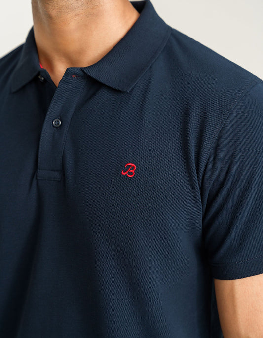 Plain Soft Cotton Polo - Navy