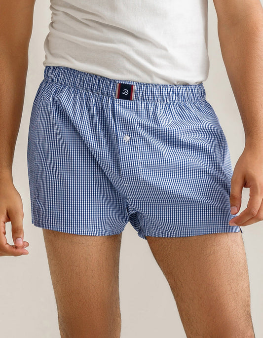 Royal Blue Woven Check Boxer