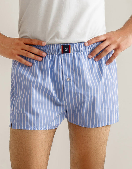 Sky Blue Striped Woven Boxer