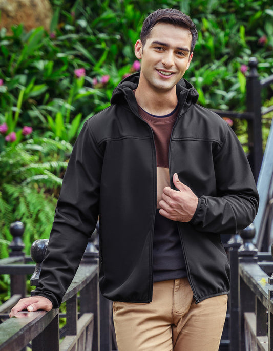 Black Hooded Windbreaker Jacket