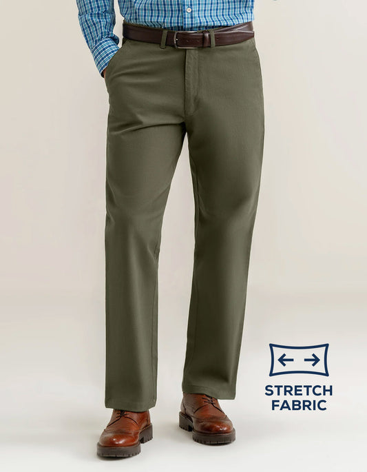 Pantalon chino facile d'entretien – Olive