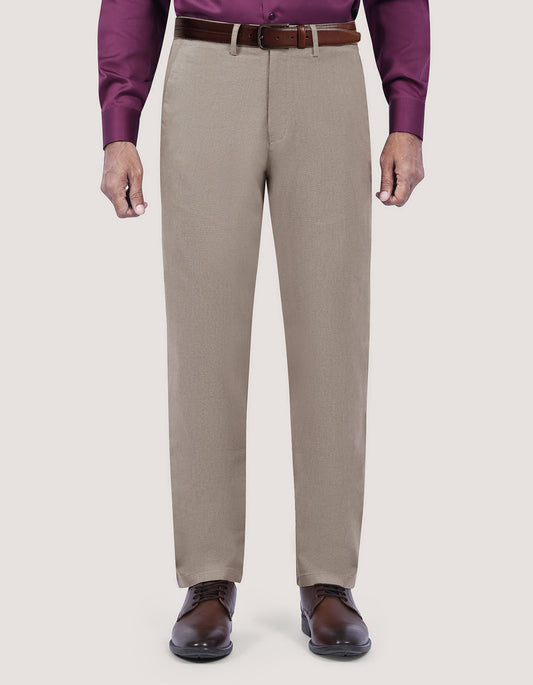Beige Dobby Textured Chino Trouser