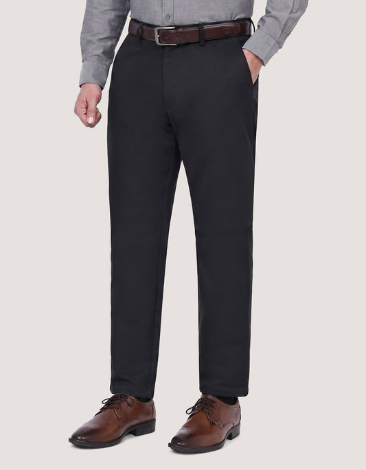 Black Cotton Stretch Straight Fit Chinos