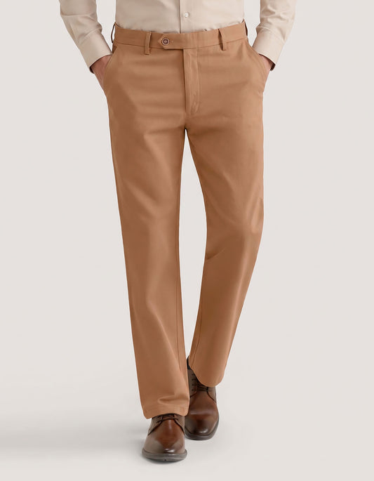 Camel Smart Fit Textured Chino Trouser