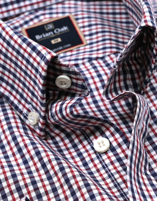 Easy care navy casual check shirt for men