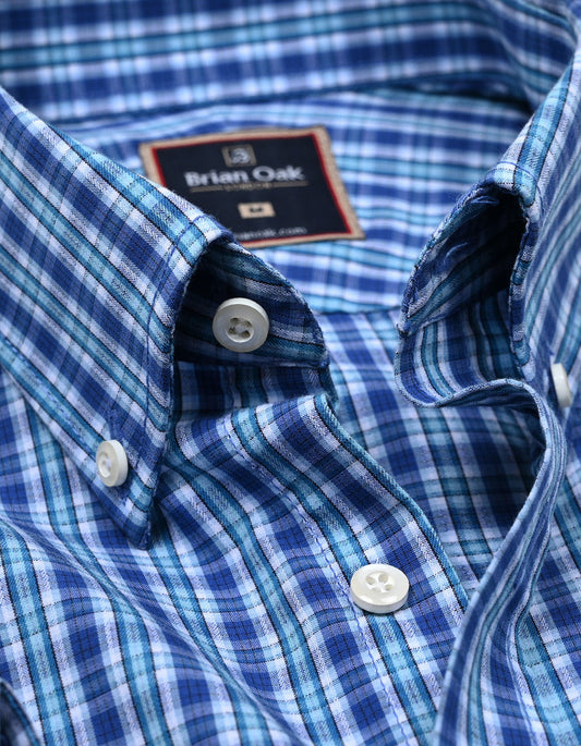 Sky blue casual check shirt for men