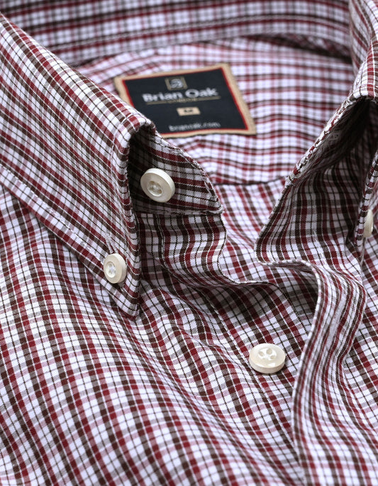 Maroon casual check shirt for men