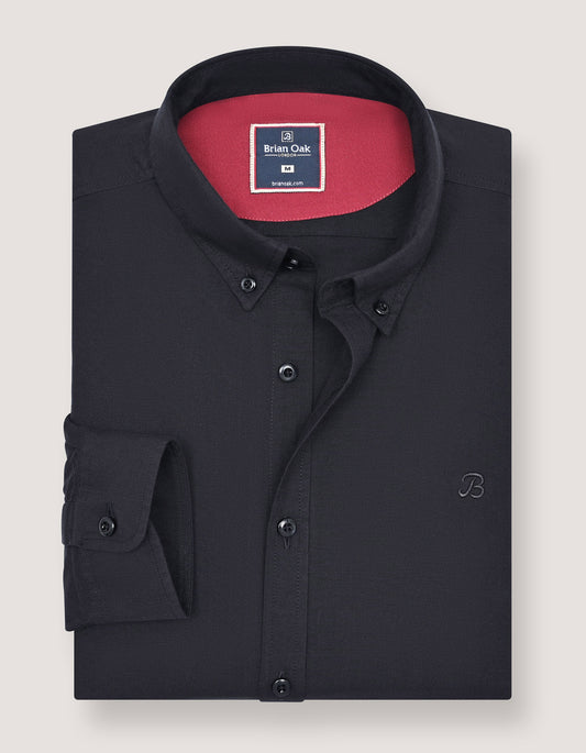 Black button down collar shirt for men