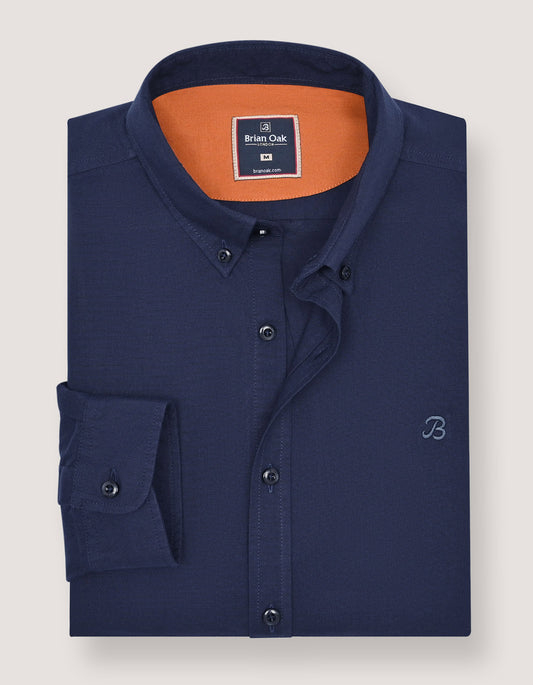 Men's navy button down collar casual shirt