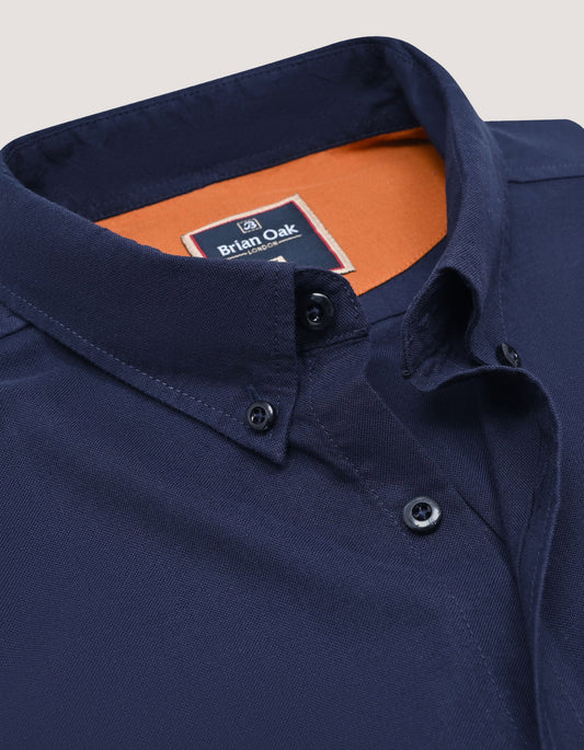 Navy blue long sleeve button down casual shirt