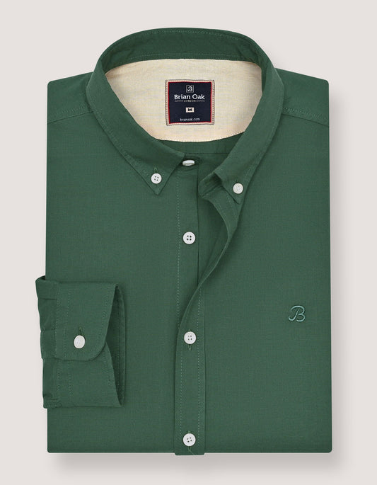 Dark green casual shirt with button-down collar