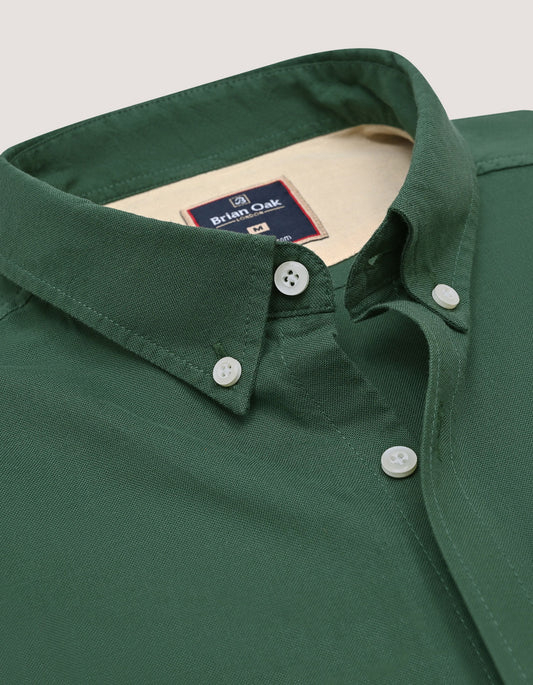 Dark green long sleeve button down casual shirt