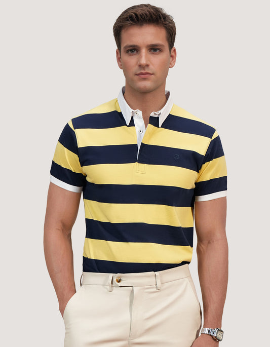 Ray Flower Striped Polo Shirt