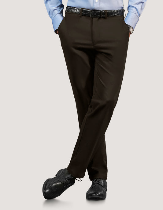 بنطال تشينو من جلد الغزال باللون البني الشوكولاتي