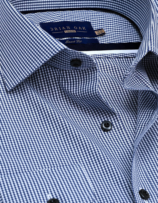 Men's navy mini check shirt