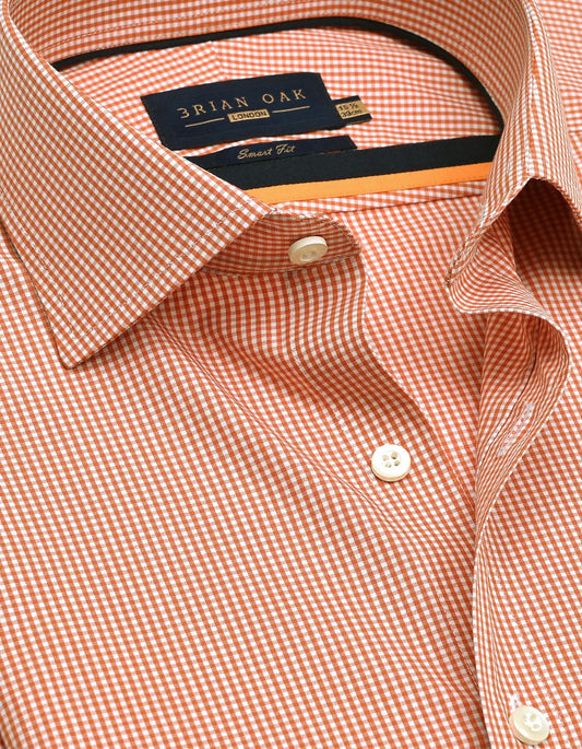 Men's orange mini check shirt