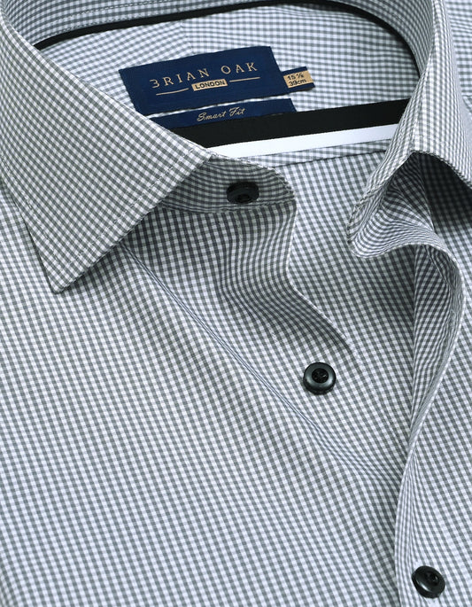 Men's grey mini check shirt