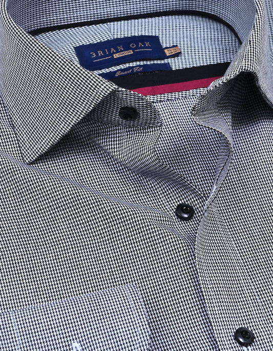 Men's black houndstooth business shirt