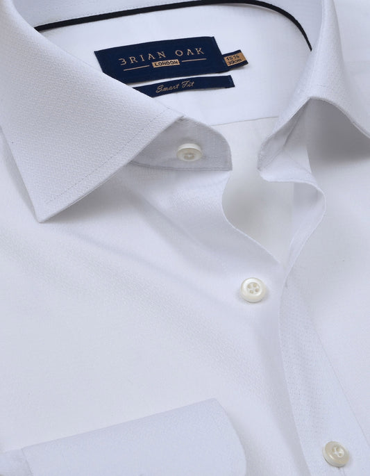 Mens Geometric Textured White Shirt