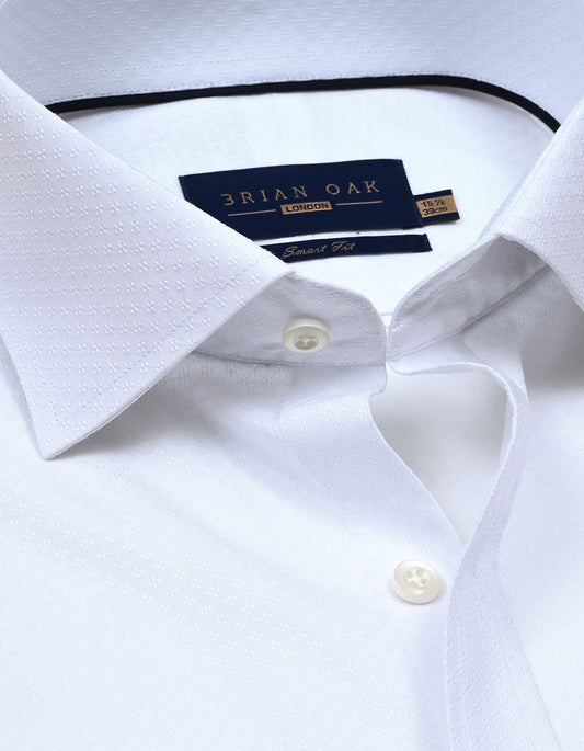 Mens Self Textured White Dress Shirt