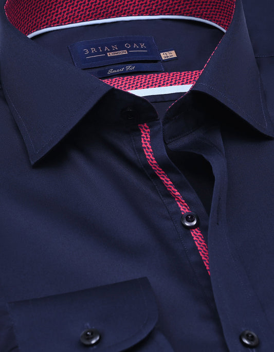 Navy Designer Satin Dress Shirt