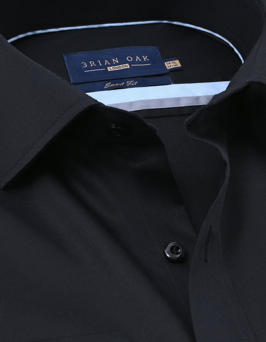 Men's easy care plain black formal shirt