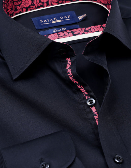 Men's black designer satin dress shirt