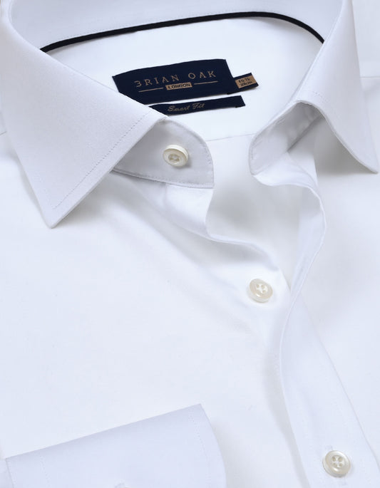 Men's plain white satin dress shirt