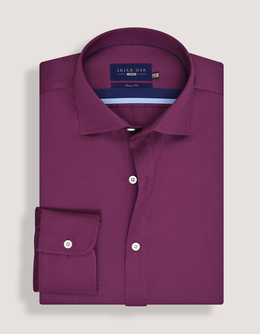 Sleek plum satin formal shirt
