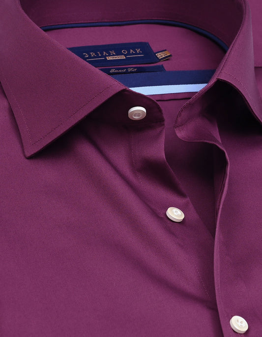 Men's plum smart fit satin dress shirt