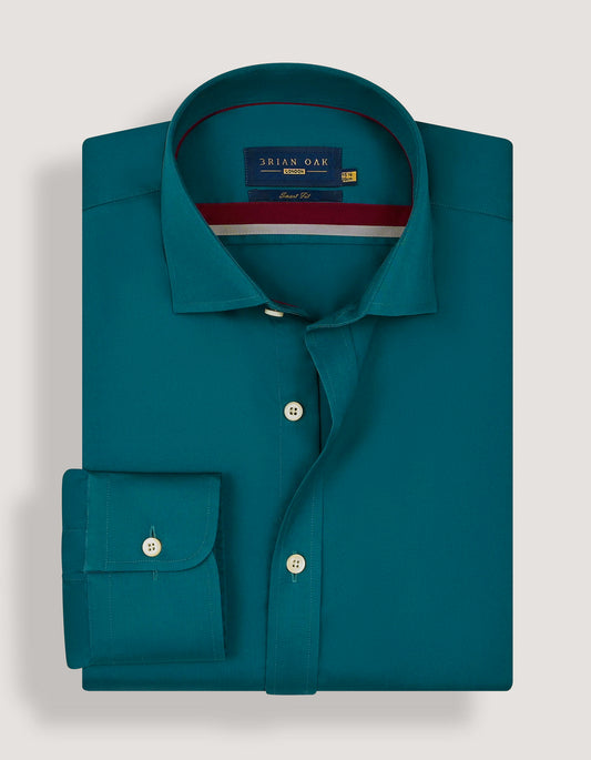 Luxurious teal satin formal shirt