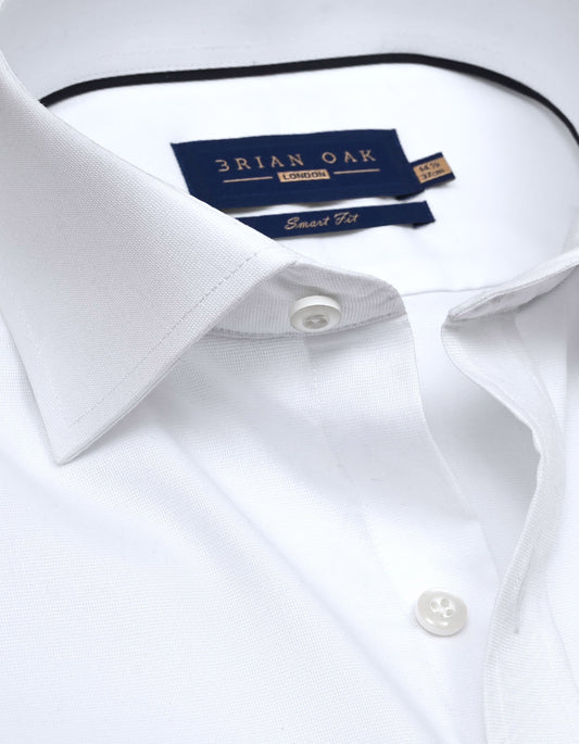 Mens White Self Textured Formal Shirt