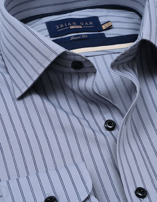 قميص رسمي مخطط باللون الرمادي الداكن