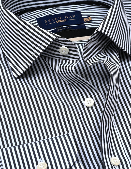 Black and White Striped Formal Shirt