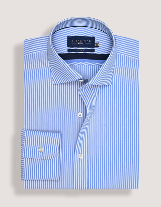 Sky Blue Vertical Striped Formal Shirt