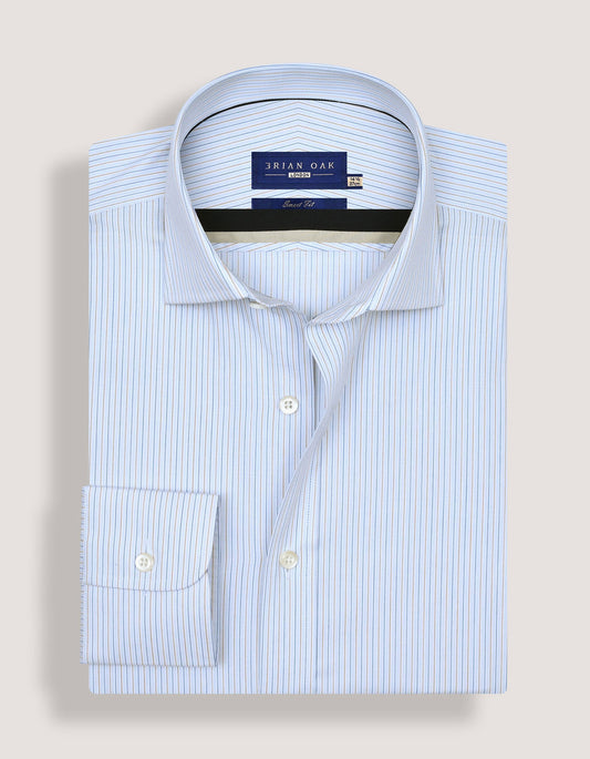 Blue and mustard striped formal shirt