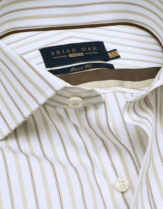 Men's fawn striped twill dress shirt