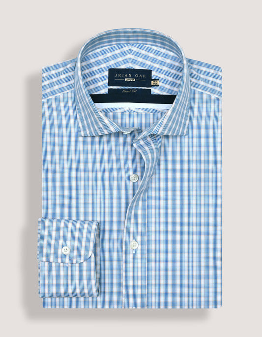 Light blue check formal shirt