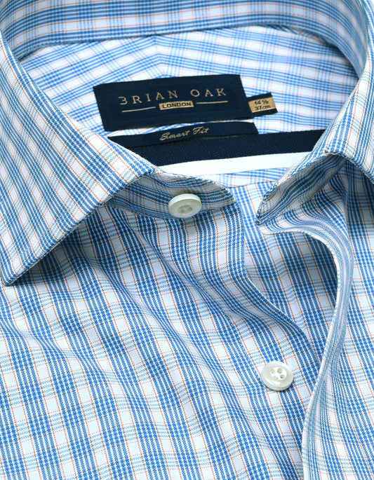 Men's light blue checkered dress shirt