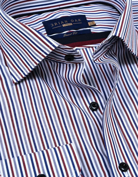 Men's maroon candy stripe dress shirt