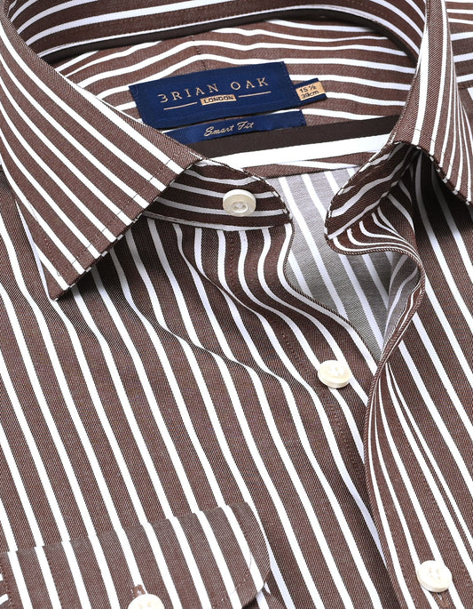 Smart Fit Brown Striped Shirt