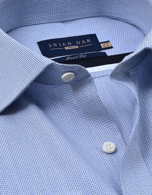 Men's easy care light blue check formal shirt