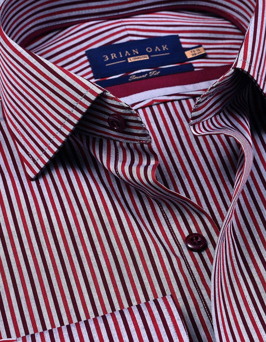 Maroon & Red Striped Smart Fit Shirt