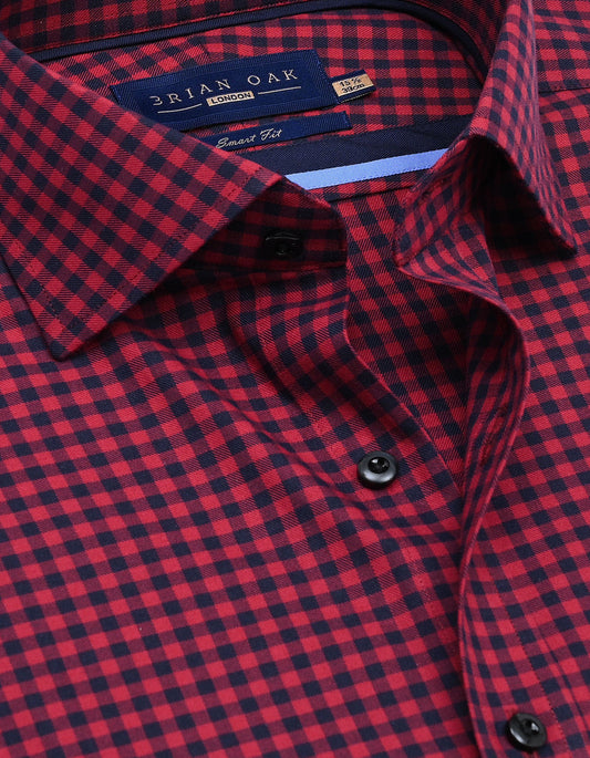 Easy Iron Maroon Gingham Check Shirt