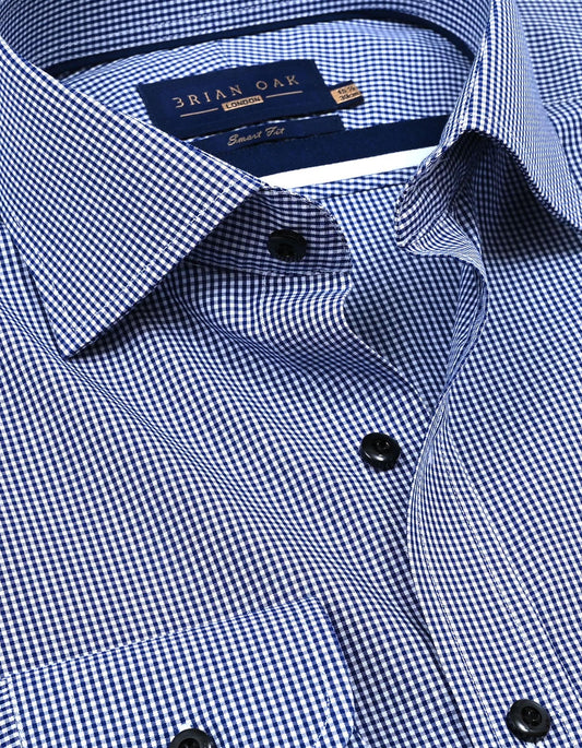 Men's royal blue mini check shirt