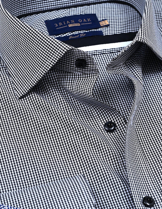 Men's black mini check shirt