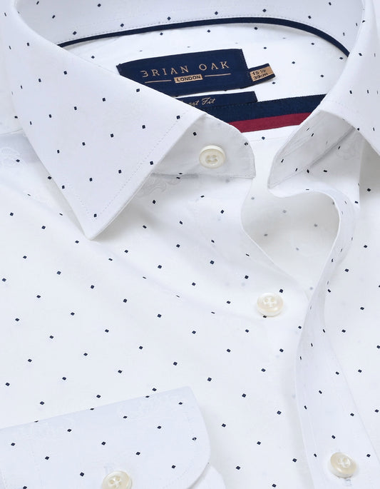 Mens Navy Dotted White Formal Shirt