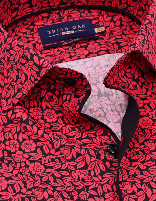 Red & Black Floral Shirt
